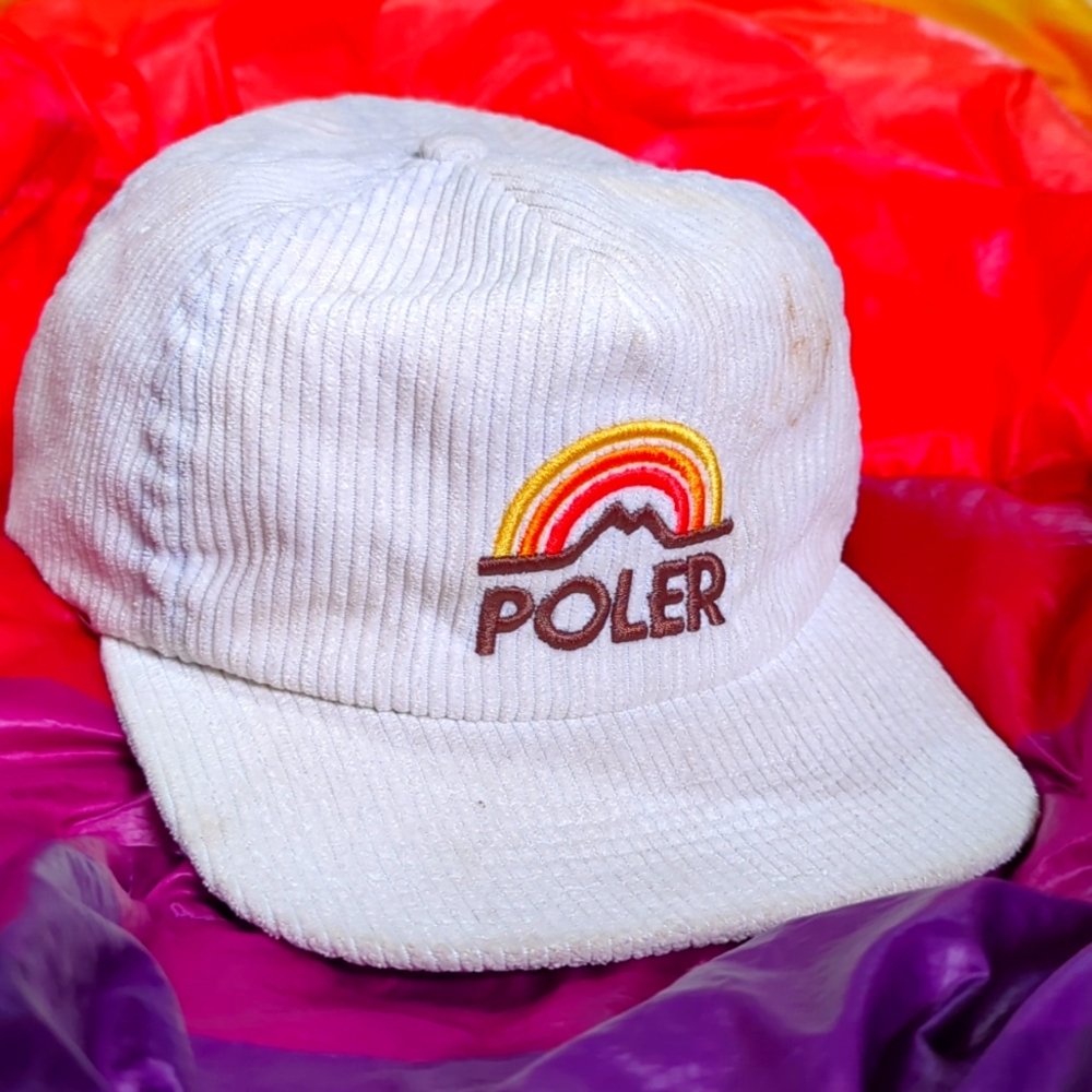 Poler Mountain Rainbow Hat Camp Vibes Cap Snapback Corduroy Embroidered Lid